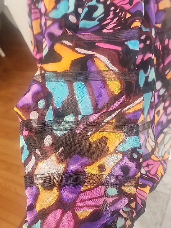 BETSEY JOHNSON NWT RUCHED BUSTIER FIT FLARE SHEER LINED PRINT DRESS SZ 10 - Picture 6 of 16